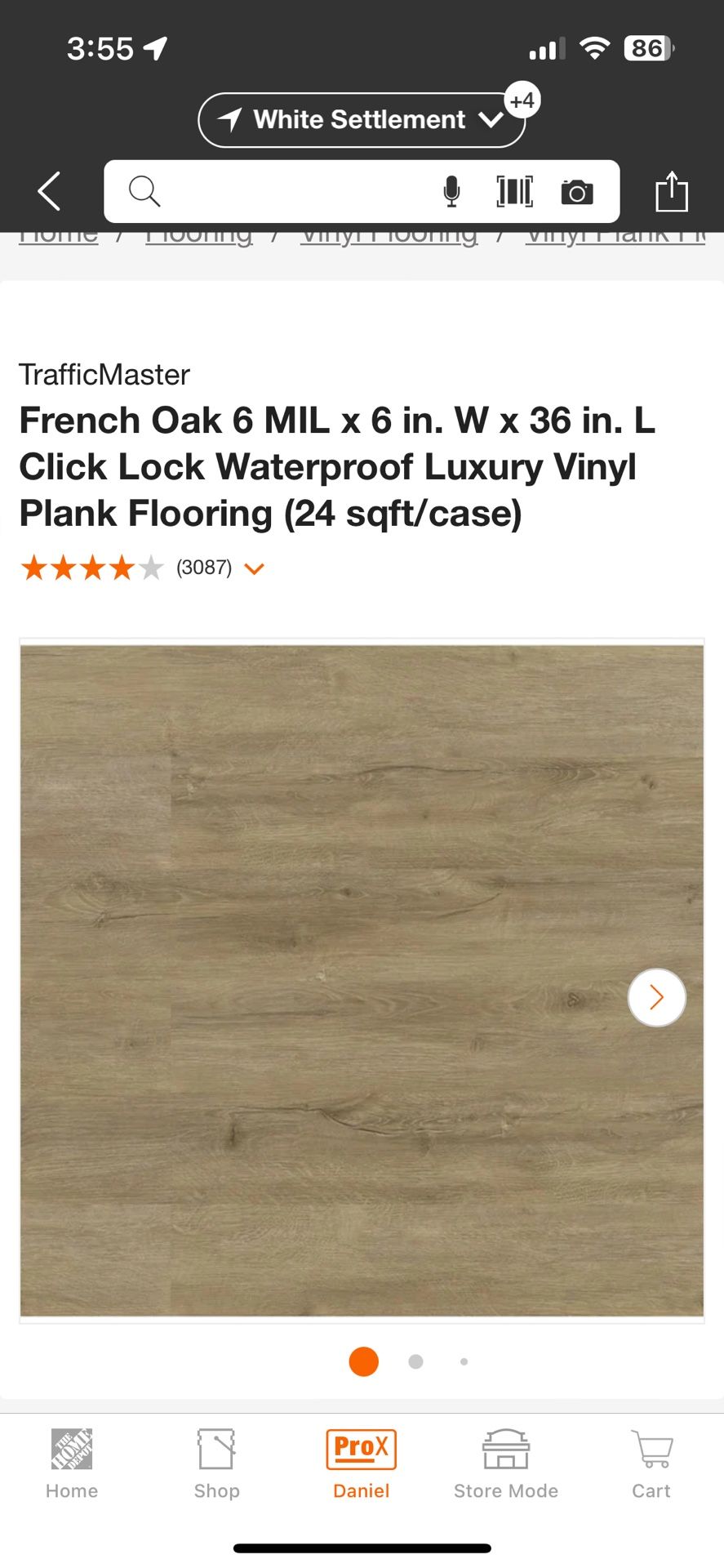 TrafficMaster French Oak 6 MIL x 6 in. W x 36 in. L Click Lock Waterproof Vinyl Plank Flooring