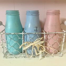 *** SHABBY CHIC MILK BOTTLES DECOR ***