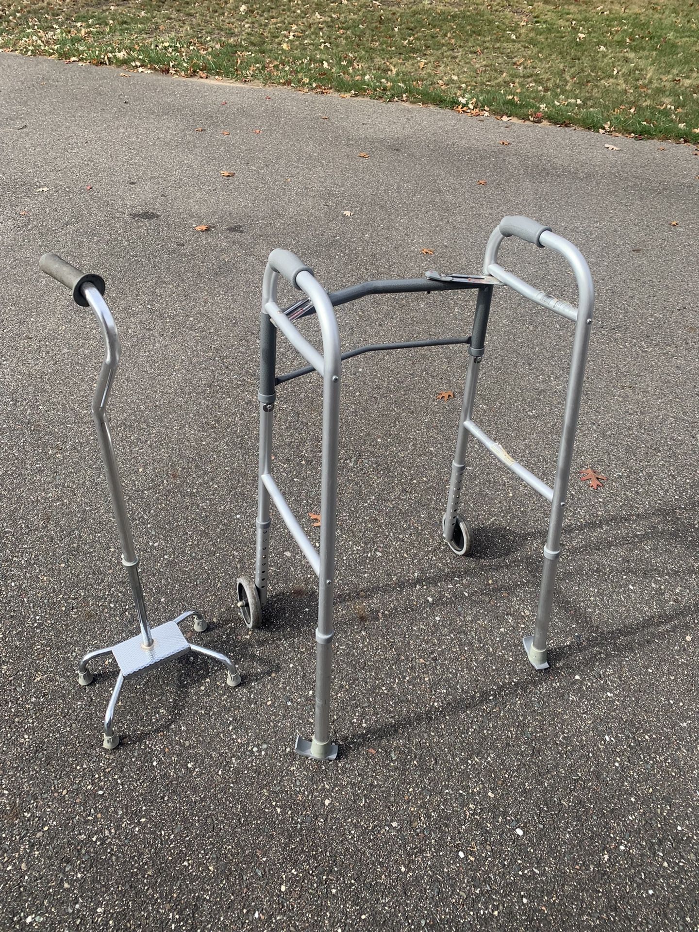 Folding Walker And Cane With Four Feet