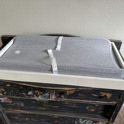 Diaper Changing Table Tray By Pottery Barn Kids W/Changing Pad By Munchkin + Burt’s Bees Organic Changing Pad Cover