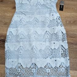 NWT Lulu’s Sway Away light blue Crochet Lace Dress S