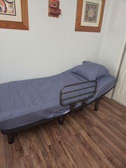 Black Adjustable Twin XL frame with one bed rail