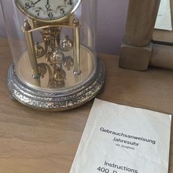 Vintage Kundo Kieninger Obergfell Anniversary Glass Dome Clock