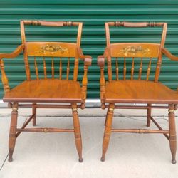 (2) S. Bent & Bros Hitchcock Style Chairs w/ Stencil - NICE!
