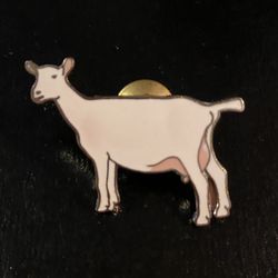 White Enamel Goat Lapel Pin 1 1/4” Wide NEW