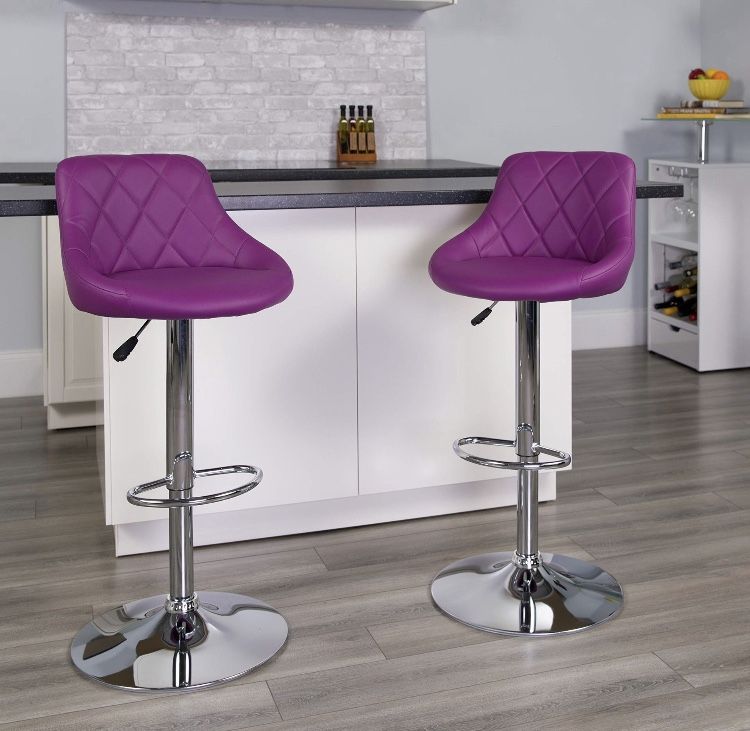 Flash Furniture Purple Barstool Adjustable Height 32in