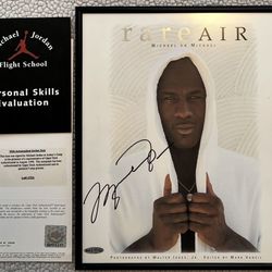 Vintage Rare Air MICHAEL JORDAN AUTOGRAPHED Framed Book With Upper Deck and GOAT Authentics Letters Of Authenticity