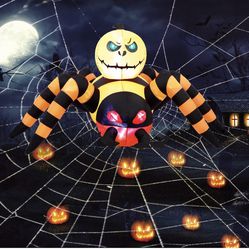 8FT Halloween Inflatable Decoration Spider with Pumpkin