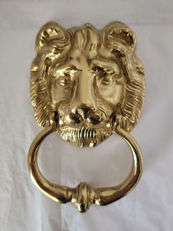 Solid Brass Lion Door Knocker 7.25" tall