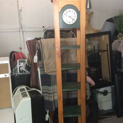 Wooden Display With Clock/ 10x71