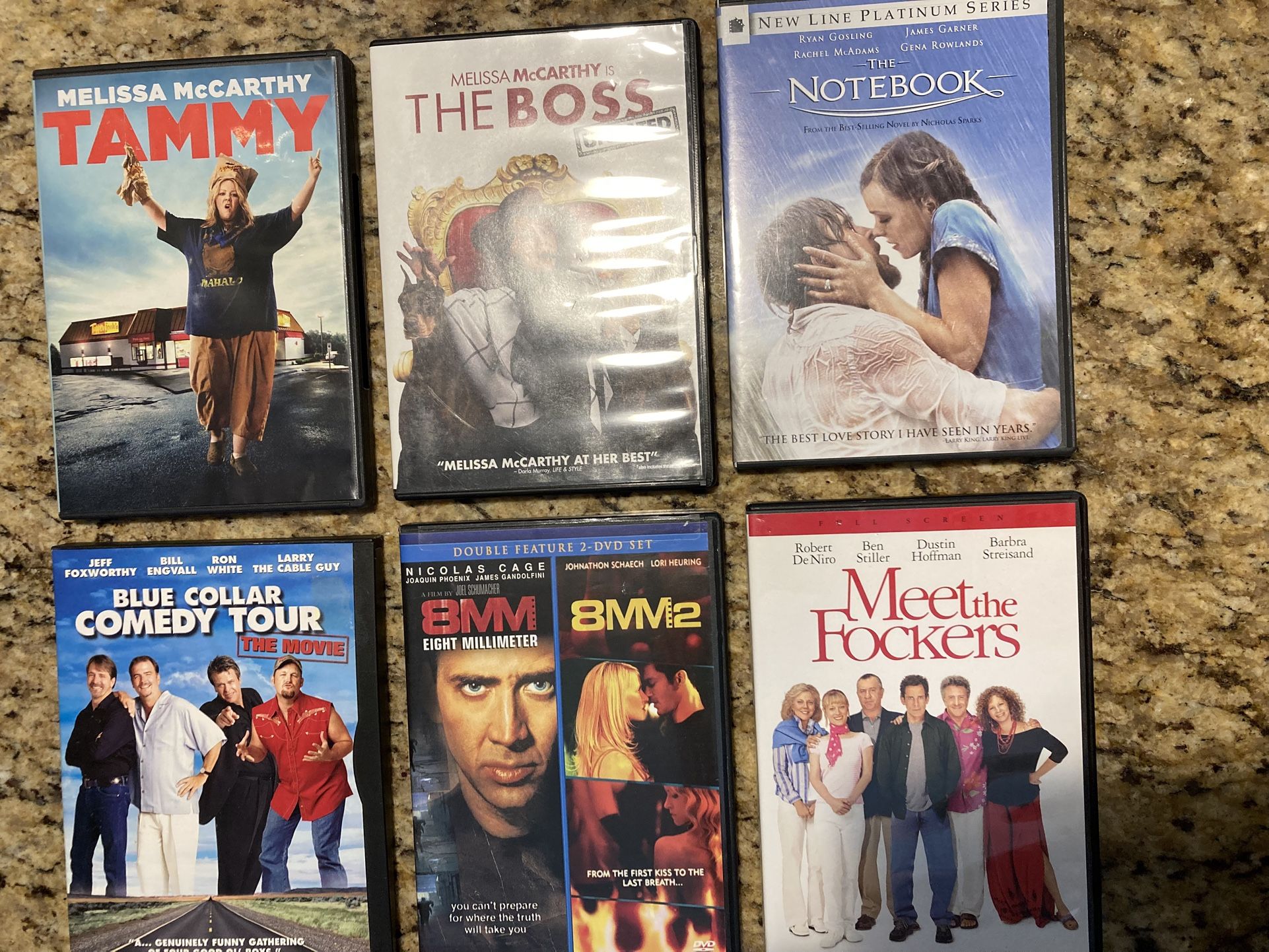 Tammy, The Boss, Notebook, Comedy Tour, 8MM, 8MM2, Meet the Fockers (all 7 for $4)