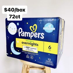 Size 6 (Over 35 Lbs) Pampers Swaddlers Overnights (72 Baby Diapers)