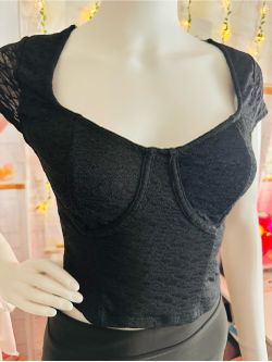 Wild Fable Black Lace Corset Bustier Crop Top
