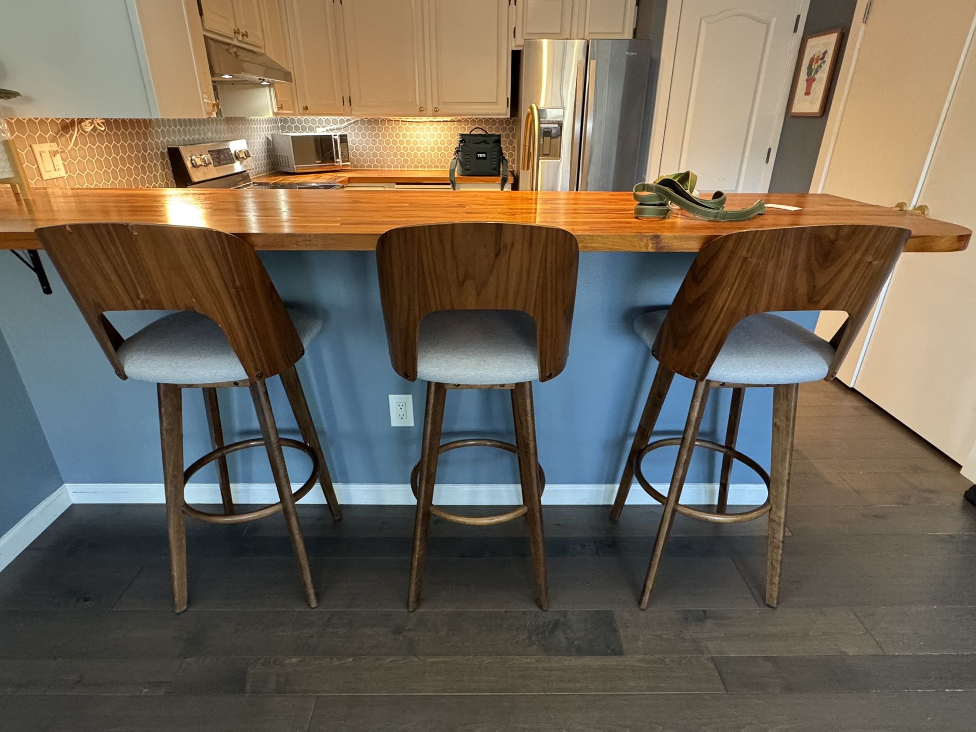 Set of 3 Bar Stools - Zuo Modern