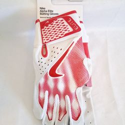 Nike Alpha Elite Red White Batting Gloves 