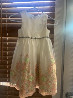Girls White Floral Party Dress – Size 4
