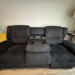 Black Microfiber Couches (Seats 5)