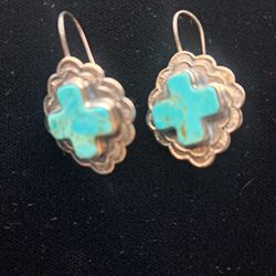 Vintage Turquoise Earrings 925 Silver 