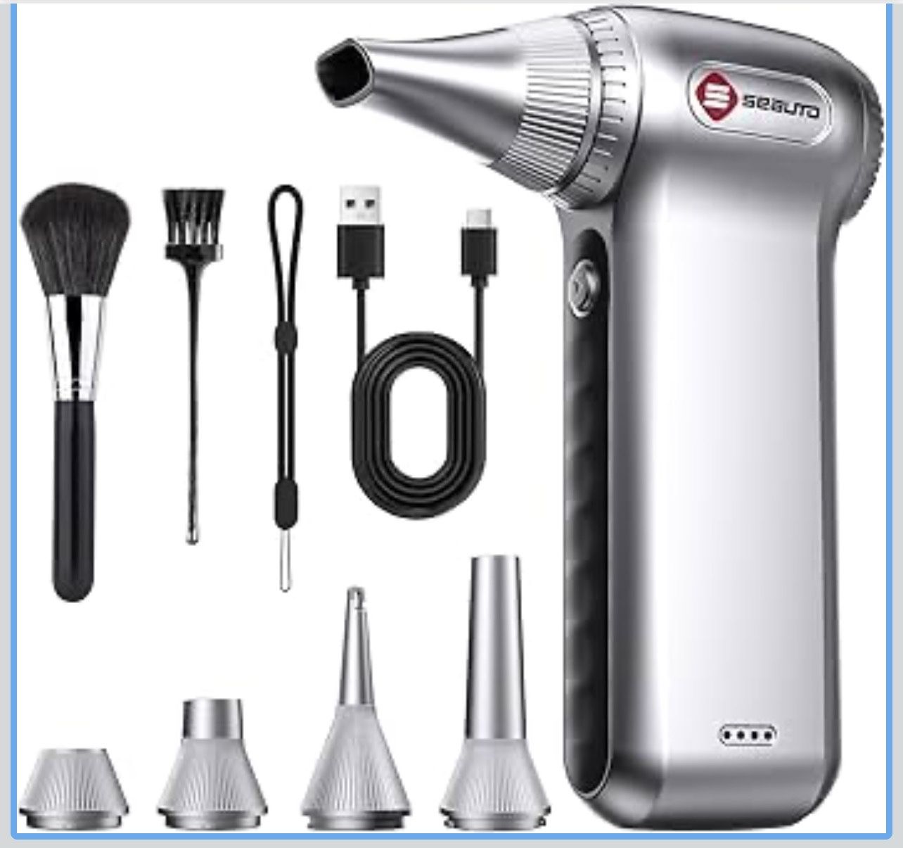 Compressed Air Duster-125,000 RPM Cordless Electric Air Duster, Rechargeable Super Power Air Blower with 3-Gear Turbo Fan, Air Blower for PC, Keyboard