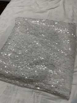 3 yds x 60” beautiful sequin white fabric for wedding dresses, bridal veil, formal wear, art projects