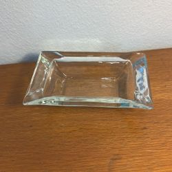 Vintage Heavy Glass Rectangle Ashtray 