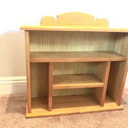 Beautiful! small oak wooden 3 tier Shelf wood asian curio cabinet