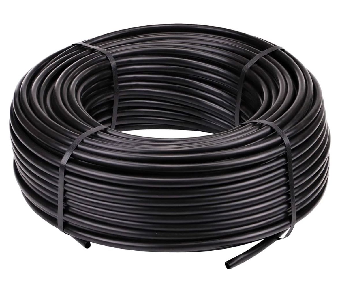 Raindrip 052050 1/2-Inch Drip Irrigation Supply Tubing, 500-Foot, for Drip Emitters, Irrigation Parts, and Drip Systems, Black Polyethylene