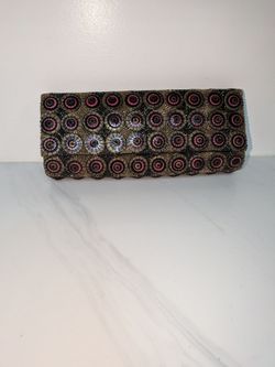 Deepa Gurnani $395 Hand-Beaded Clutch Bag Evening Geometric Circle New Luxury