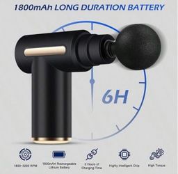 Mini Portable Handheld Massage Gun, 4 Heads, Multispeed Rechargeable Black/Gold
