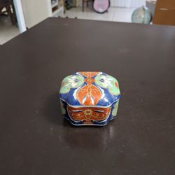 Vintage Takahashi Hand Painted Porcelain Trinket Dish 3" X 3" X 2"H