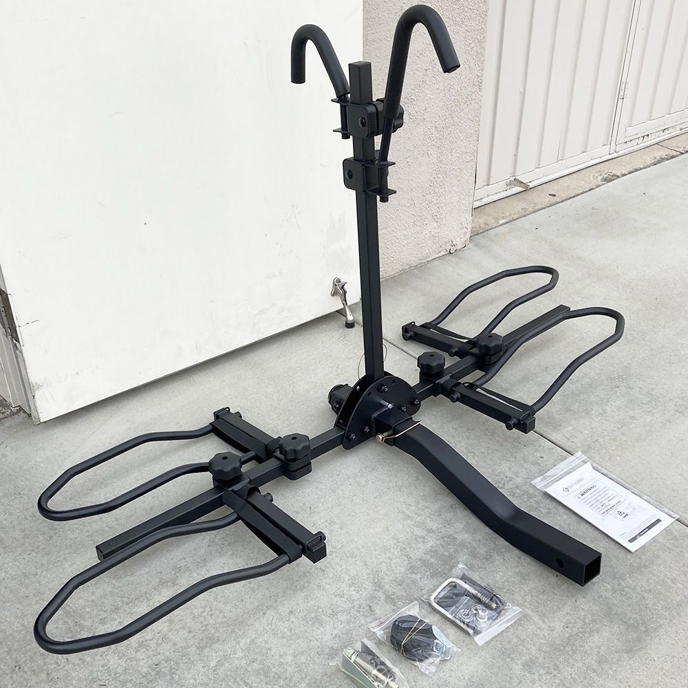 $115 (New) Heavy Duty 2-Bike Rack, Wobble Free Tilting Electric Bicycle Carrier 160lbs Capacity, 2” Hitch