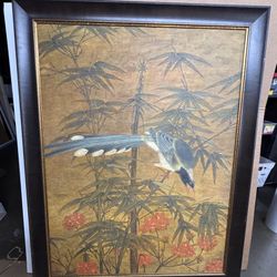 Birds Flocking At Flowers And Bamboo Painting 