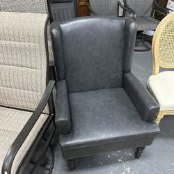 Wingback Armchair, Retro Accent Chair Soft Padded PU Lounge Padded Sofa Chair,