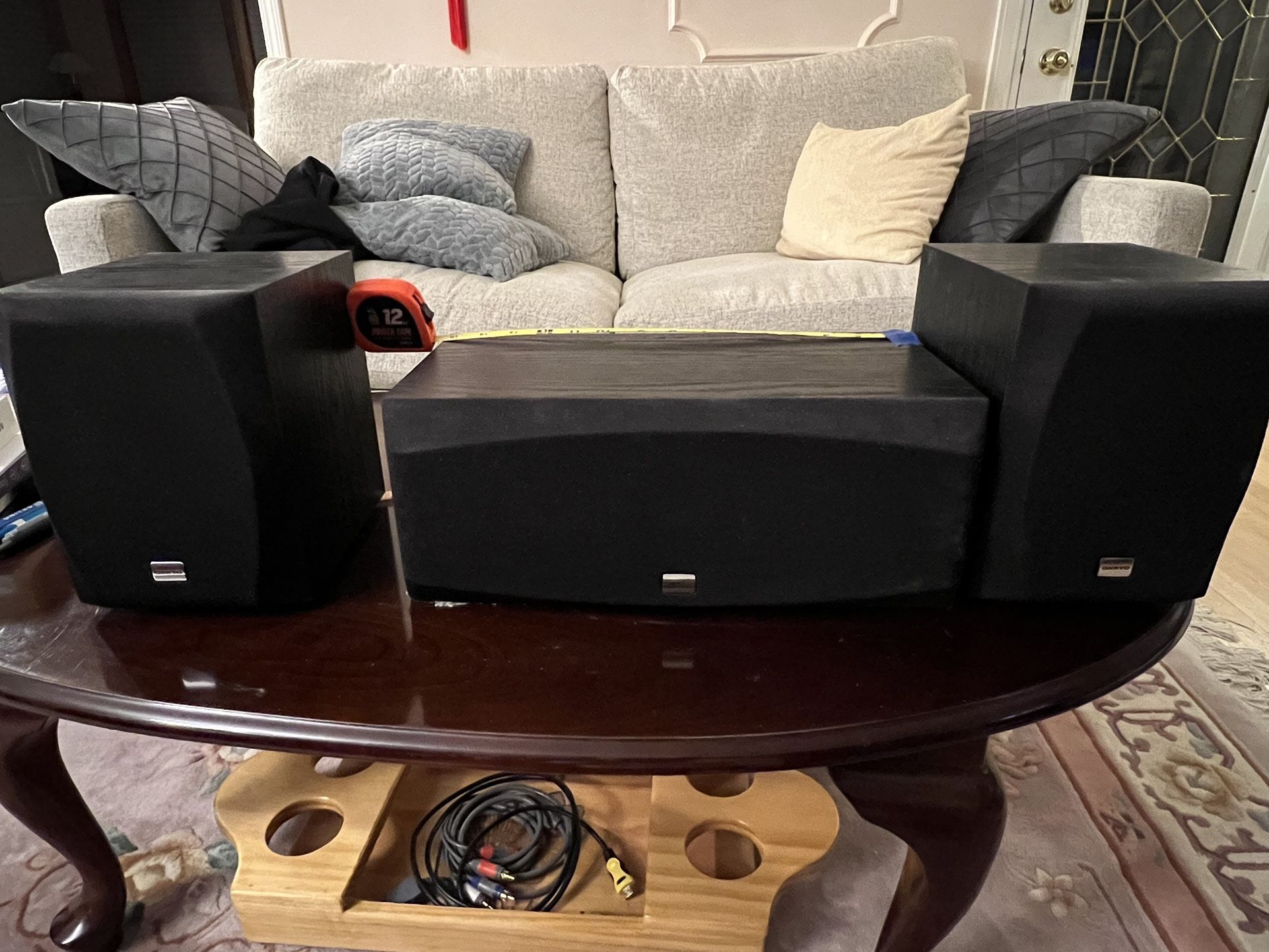 Onkyo Vintage 100W Black Wood Dolby 2.1 Wired Center Pair Speakers SKC-100 SKM-100