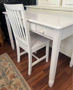 Classic White Wooden Desk & Chair
