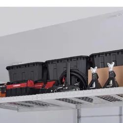 Adjustable Height Overhead Ceiling Mount Garage Rack in White (42 in. H x 96 in. W x 32 in. D)