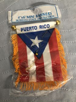 Puerto Rico - Car Rear View Mirror Banner Flag