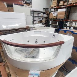EAGO AM197ETL 5 ft. Clear Rounded Corner Acrylic Whirlpool Bathtub for Two (Open Box)