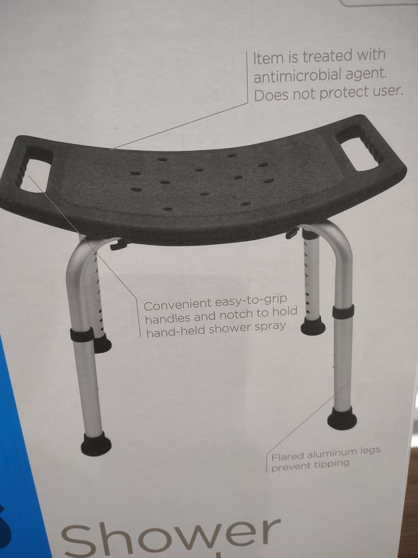 New in Box-Black Shower Chair/Bench w/ adjustable legs