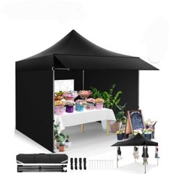 10x10 Pop Up Canopy Heavy Duty Party Tent with Removable Awning and Sidewalls,Easy Up Outdoor Wedding Commercial Canopy,Gazebo All Season Windproof&Wa