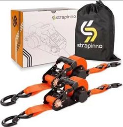 Strapinno Heavy Duty Retractable Ratchet Tie-Down Straps – 2 Pack, 2” x 12 FT, 5,000 lbs Break Strength