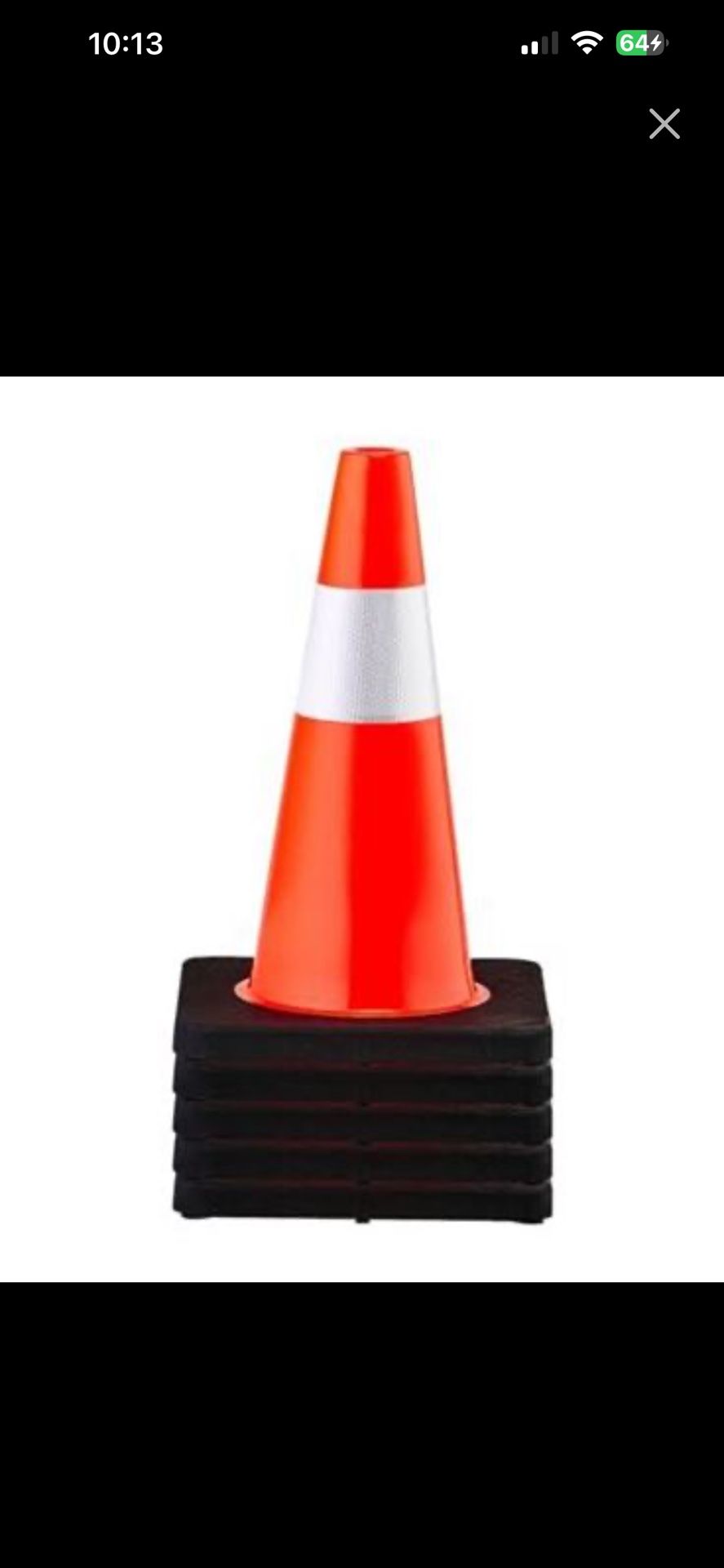 Safety Cones, 18 in/45 cm Height, 5 PCS PVC Orange Traffic Cone with Reflective Collar and Black Wei