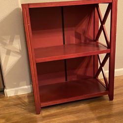 Red Wooden Cabinet Shelves
