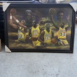 Lakers Legends Large Framed Wall Art – Kobe, Shaq, Magic, Kareem 