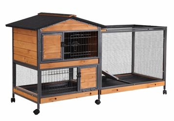 Chew-Resistant Metal Frame Rabbit Hutch AIR19-X with 3 Leakproof Trays