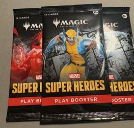 9 play booster packs ofMagic Marvel cards