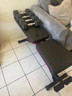 Adjustable Bench Press Incline/Decline + 2 pairs of dumbbells
