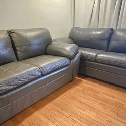 Grey ALL Leather sofa and love seat set