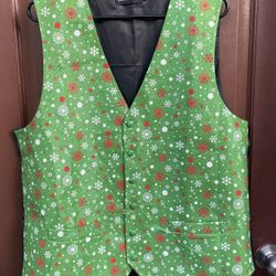 Christmas Green Snowflake Vest For Men XL