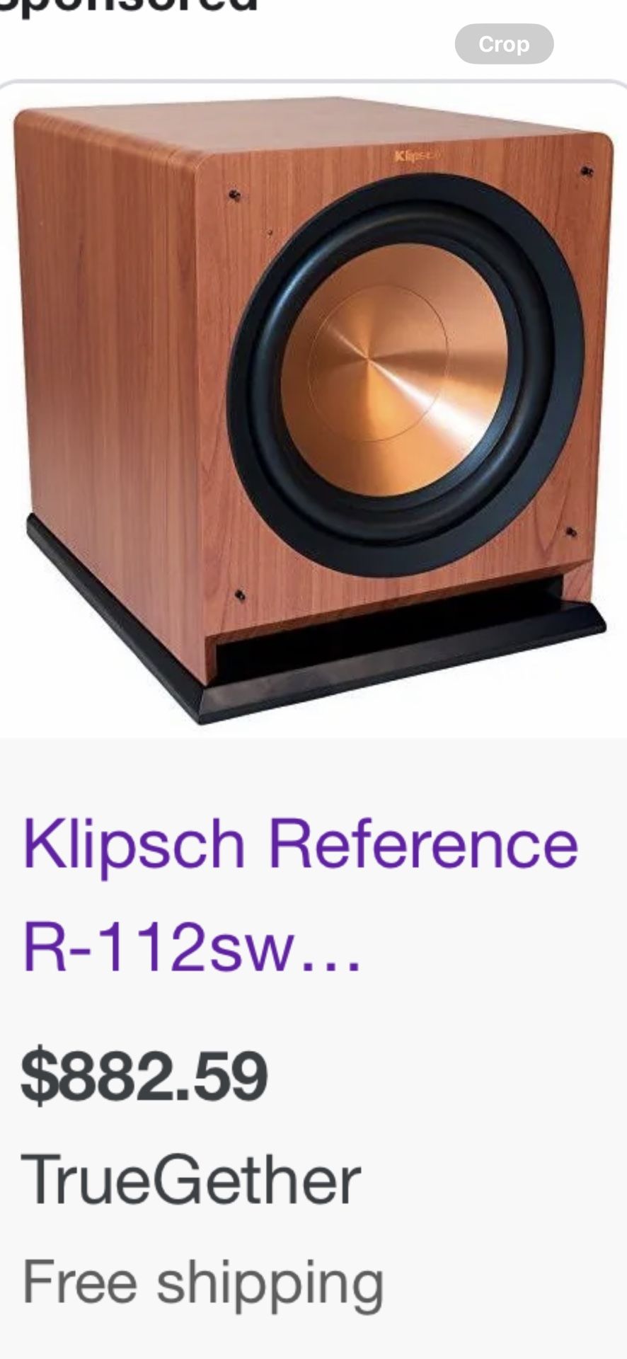 Klipsch 12 Inch Subwoofer - 600 Watt Digital Amp !